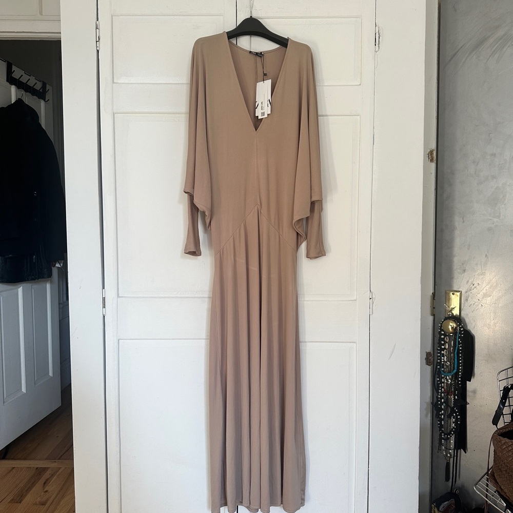 NWT Women’s Zara Blush Draped 1920s Batwing Dress size M 